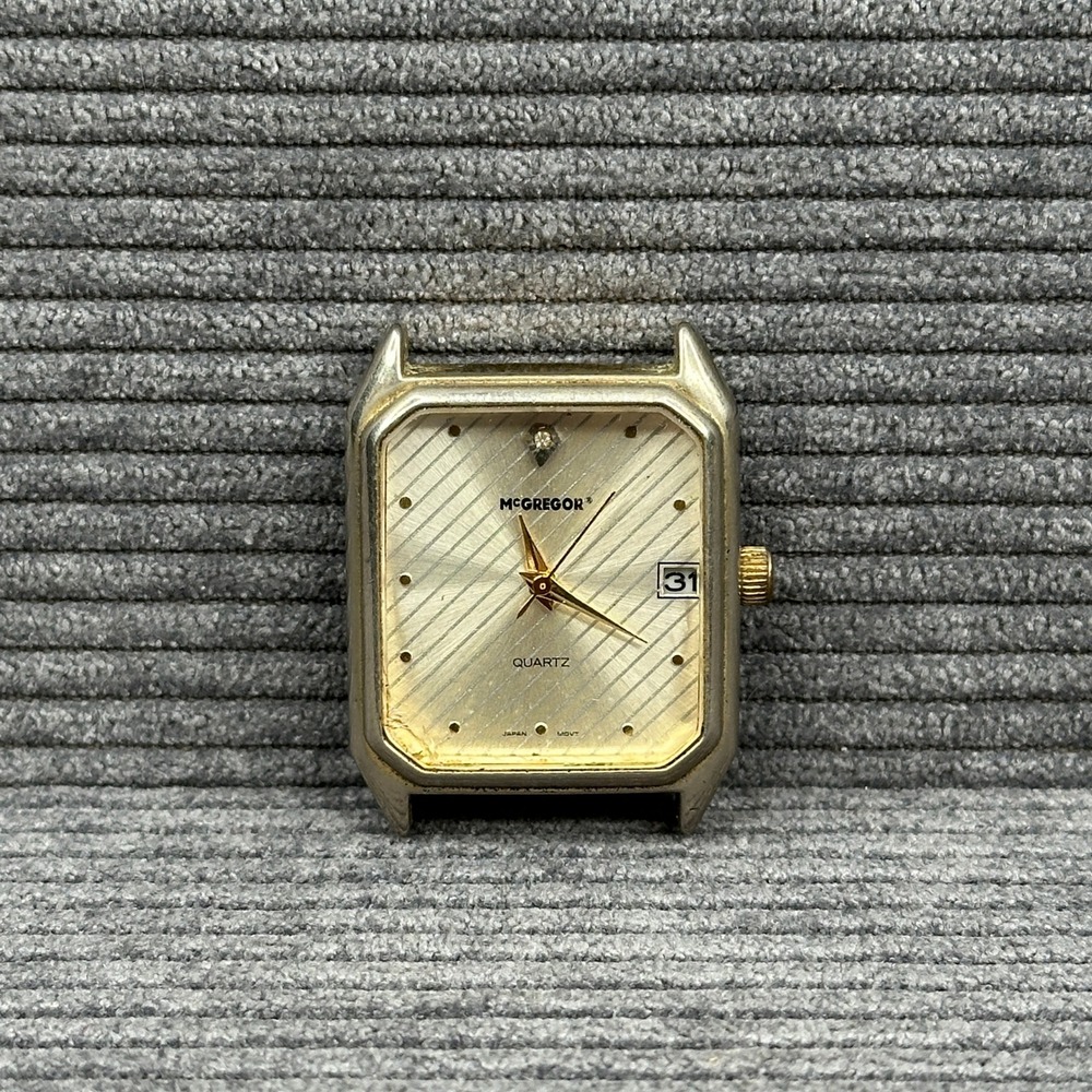 Vintage McGregor Quartz Watch Head Gold Tone Date Dial LMG152 PC32